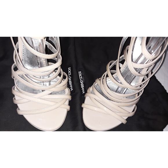 Dolce & Gabbana Sz 8 Patent Leather Strappy Cage  Sandals - Picture 6 of 11